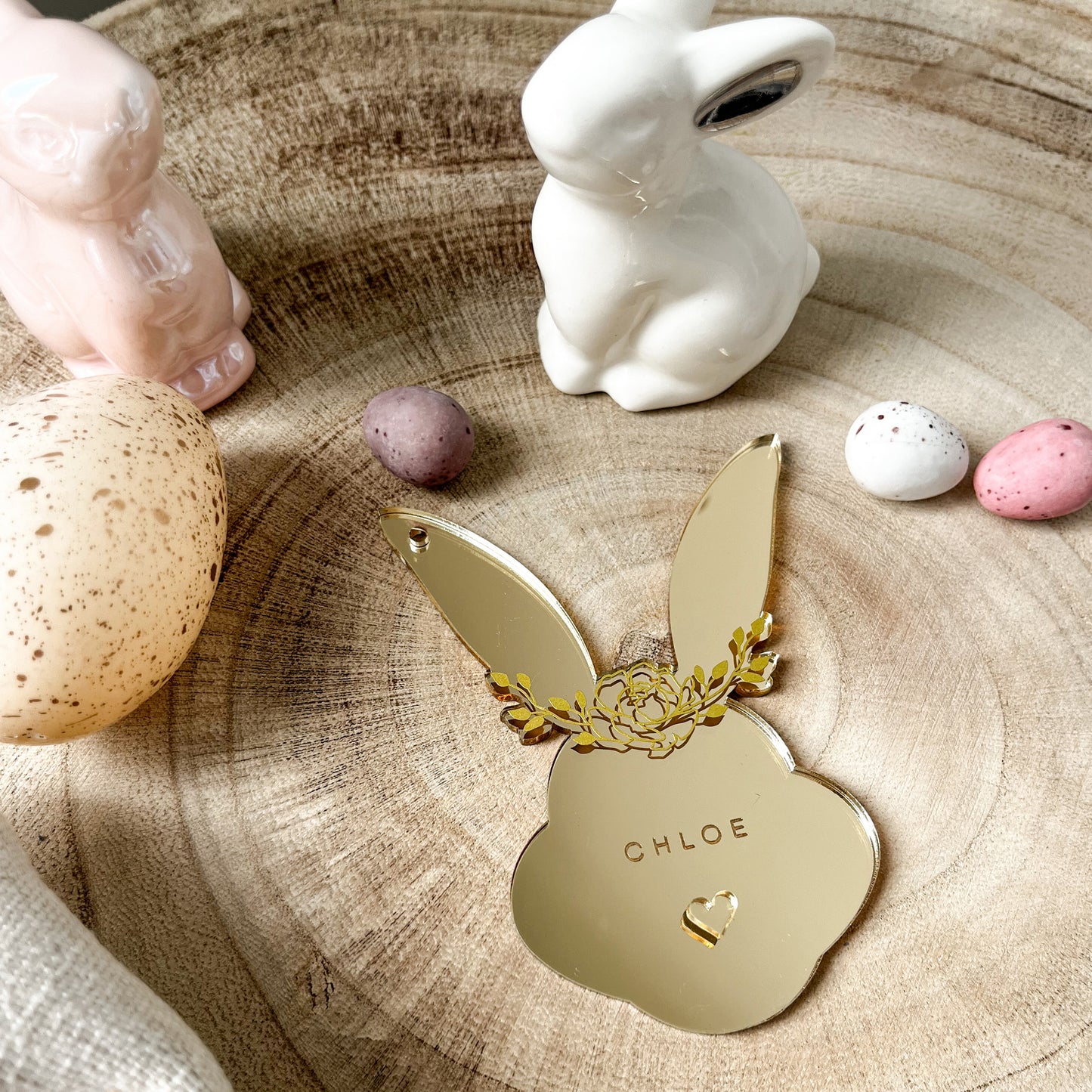 Floral Bunny Head Tag